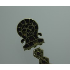 Solar cross, tip of a gold necklace decorated with red stone